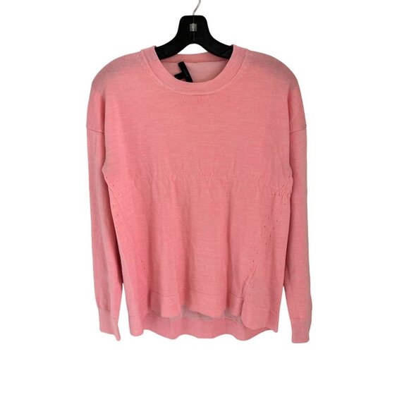 J.CREW Crewneck Merino Wool Heather Pale Pink High Low Sweater Size Small - Picture 1 of 6